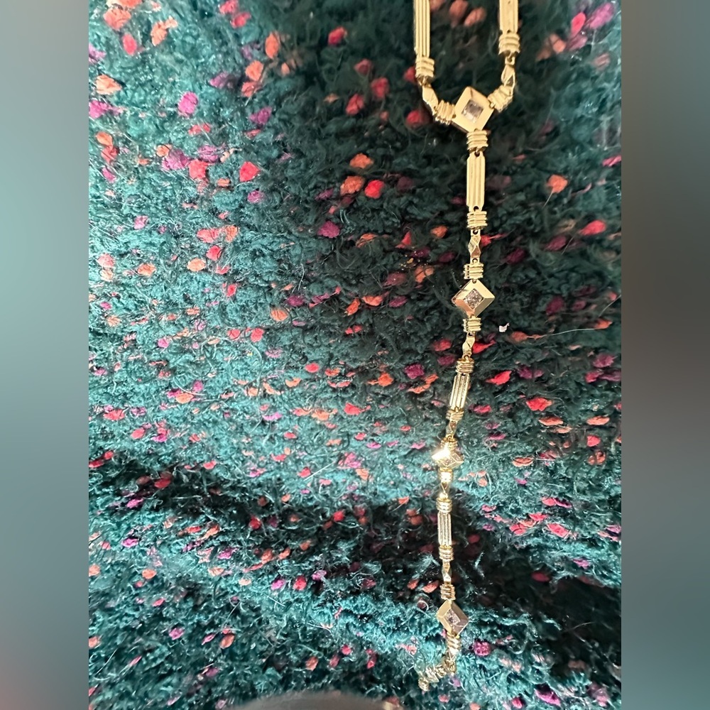 ‼️RARE‼️🎸ANTHROPOLOGIE🎸🔥NWT🔥Drippy Crystal Y-Neck Necklace 💫(very Art Deco)💫 - Picture 8 of 16